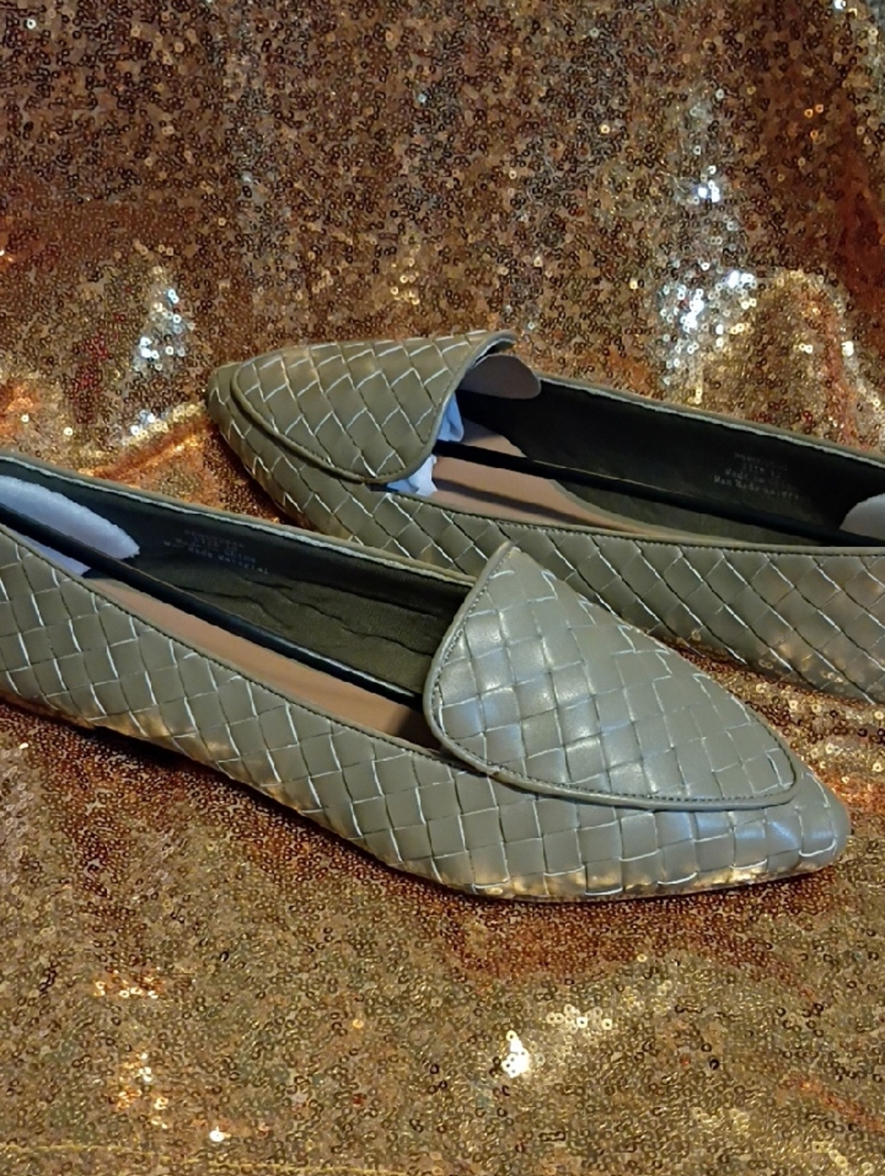 Journee Collection Woven Pointed-Toe Flats in Taupe